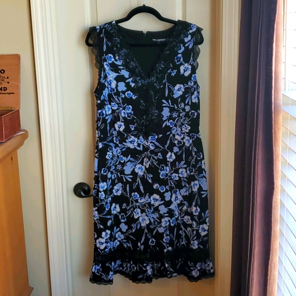 Blue and black floral dress